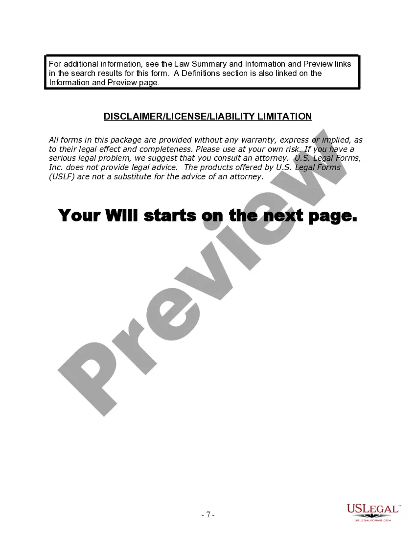 Preview Last Will and Testament for Married Person with Adult and Minor Children from Prior Marriage
