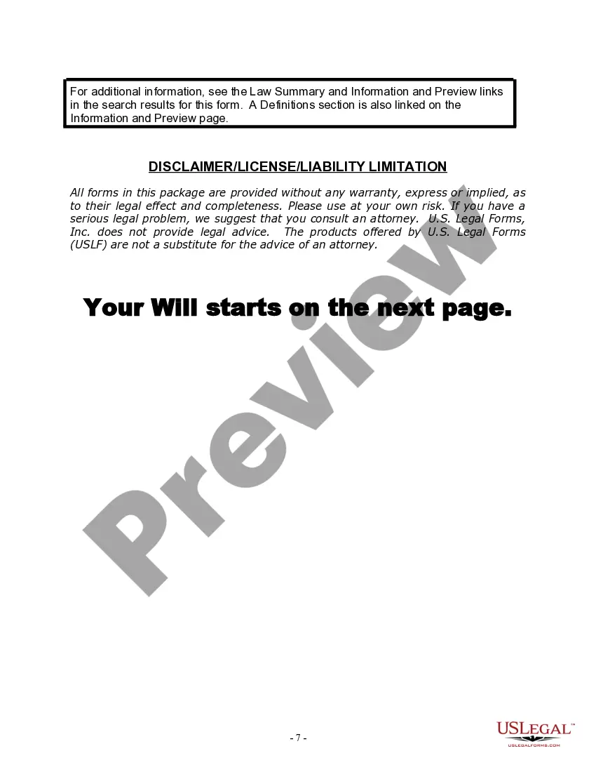 Preview Last Will and Testament for Married Person with Adult and Minor Children