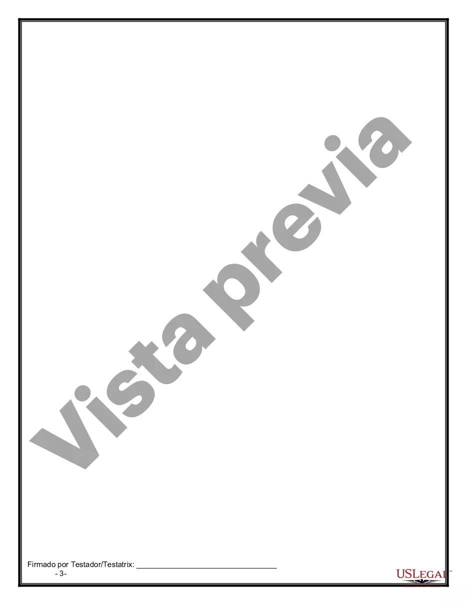 Preview Formulario de última voluntad legal para una viuda o viudo sin hijos