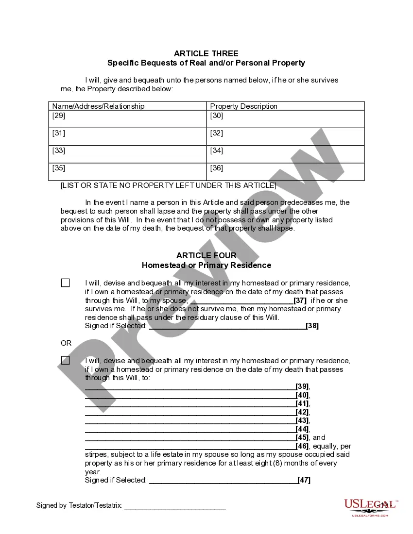 Preview Last Will and Testament for Divorced and Remarried Person with Mine, Yours and Ours Children