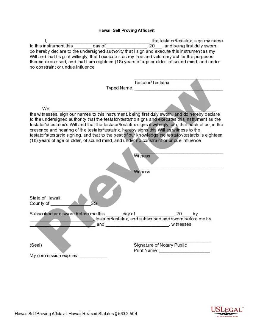 Preview Last Will and Testament with All Property to Trust called a Pour Over Will