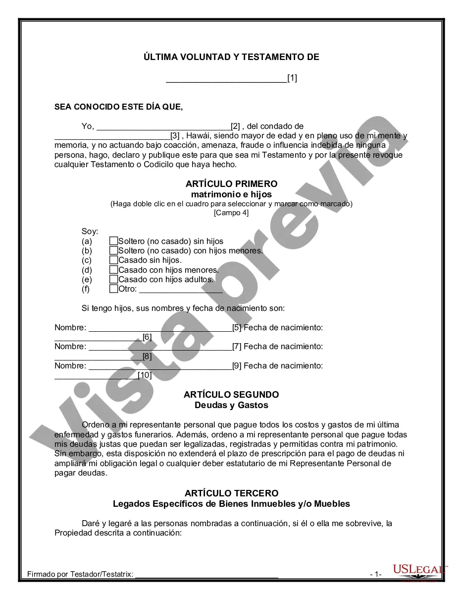 Preview Última voluntad y testamento para otras personas