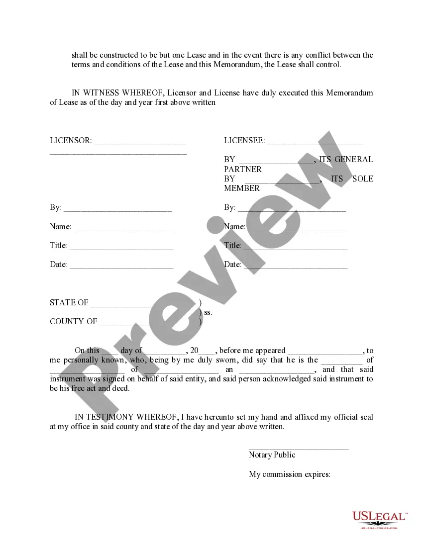 Preview Memorandum of Lease