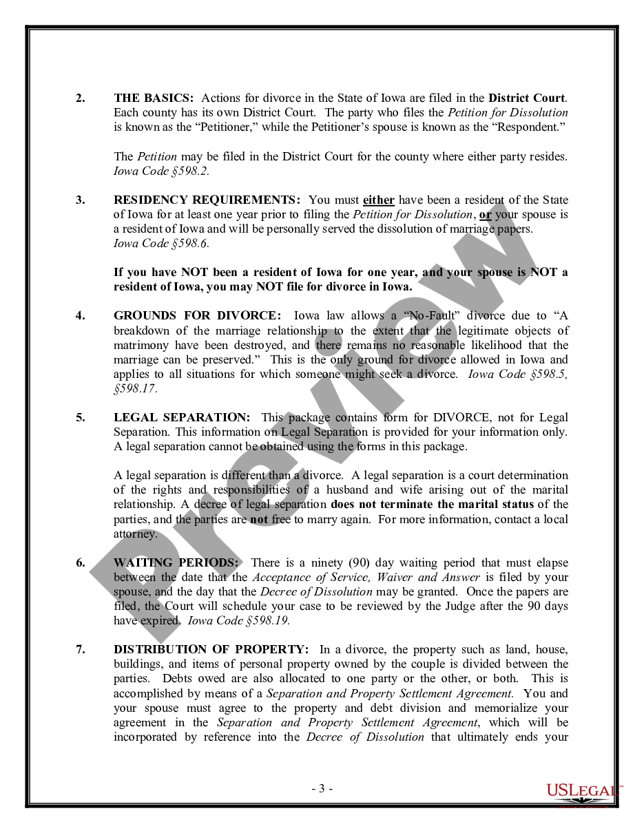 page 2 No-Fault Uncontested Agreed Divorce Package for Dissolution of Marriage with Adult Children and with or without Property and Debts preview