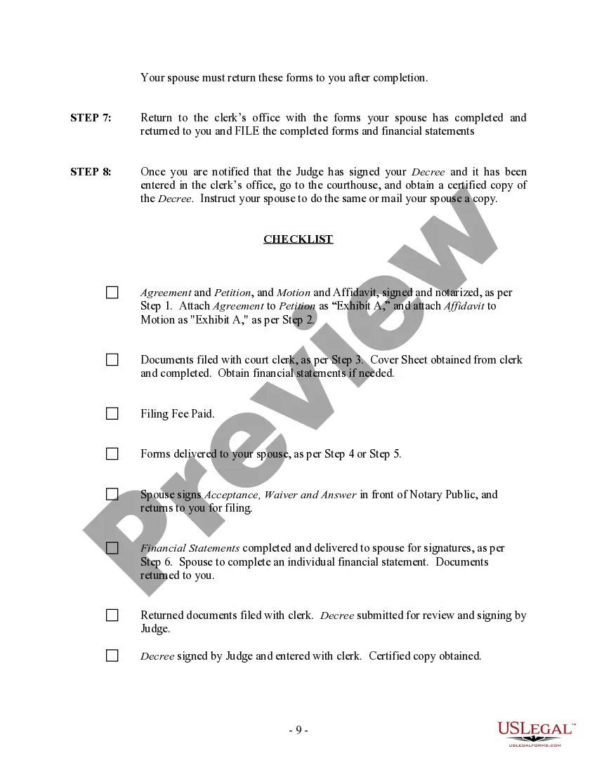 Preview Iowa No-Fault Uncontested Agreed Divorce Package for Dissolution of Marriage with Adult Children and with or without Property and Debts