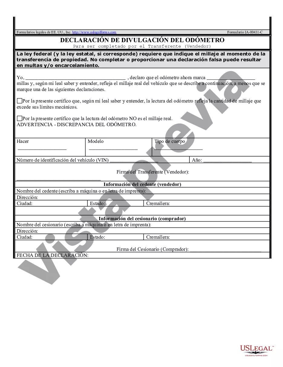 Preview Factura de venta de automóvil o vehículo, incluida la declaración del cuentakilómetros y el pagaré