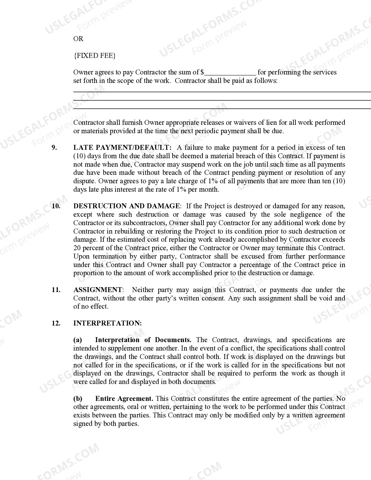 Preview Painting Contract for Contractor