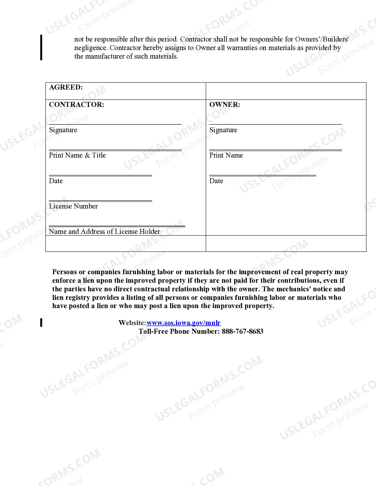 Preview HVAC Contract for Contractor