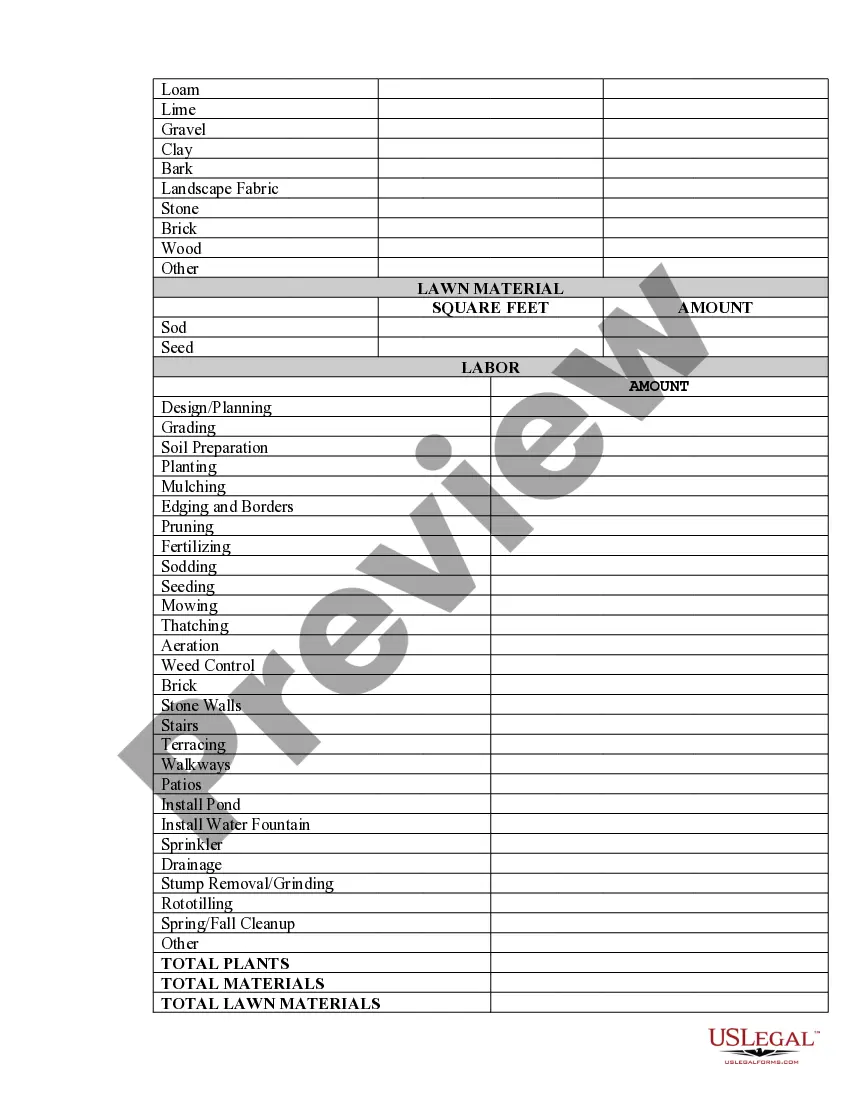 Preview Landscape Contract for Contractor