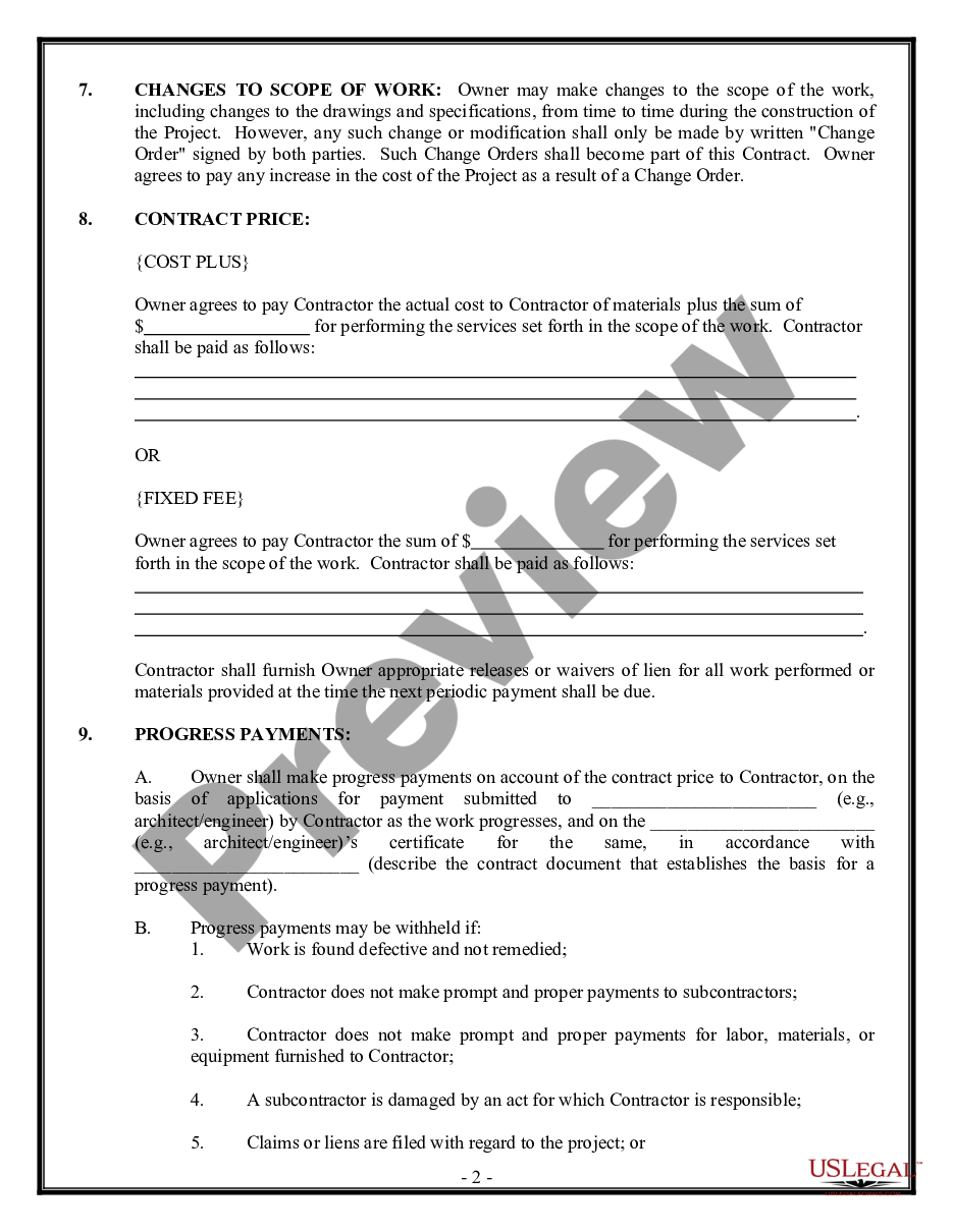page 1 Commercial Contract for Contractor preview