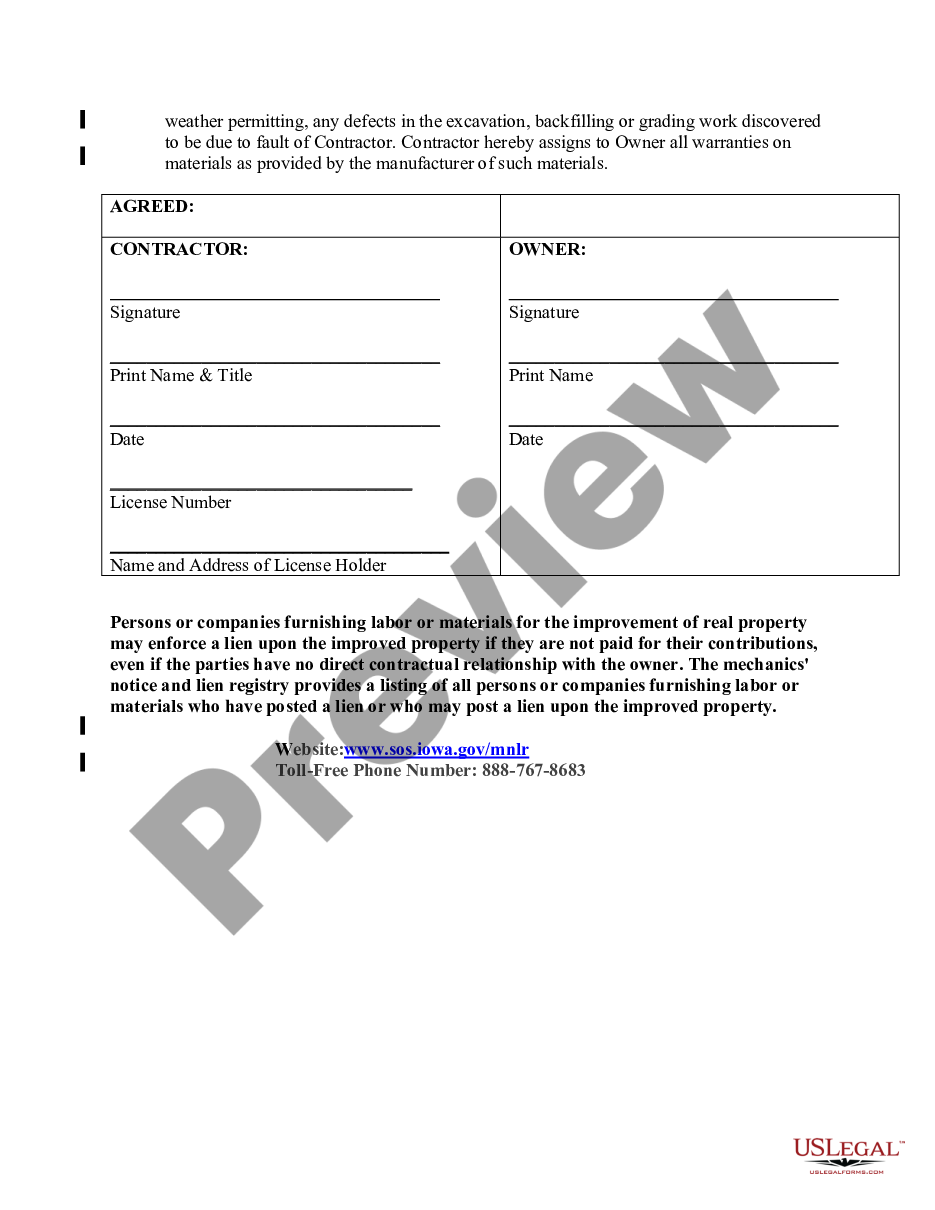 page 4 Excavator Contract for Contractor preview
