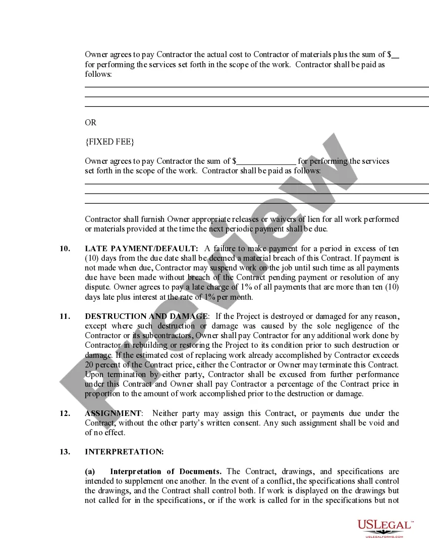 Preview Renovation Contract for Contractor