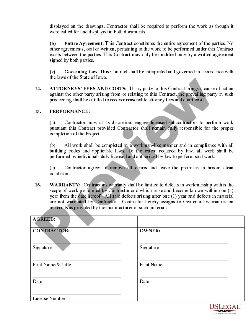 Preview Renovation Contract for Contractor