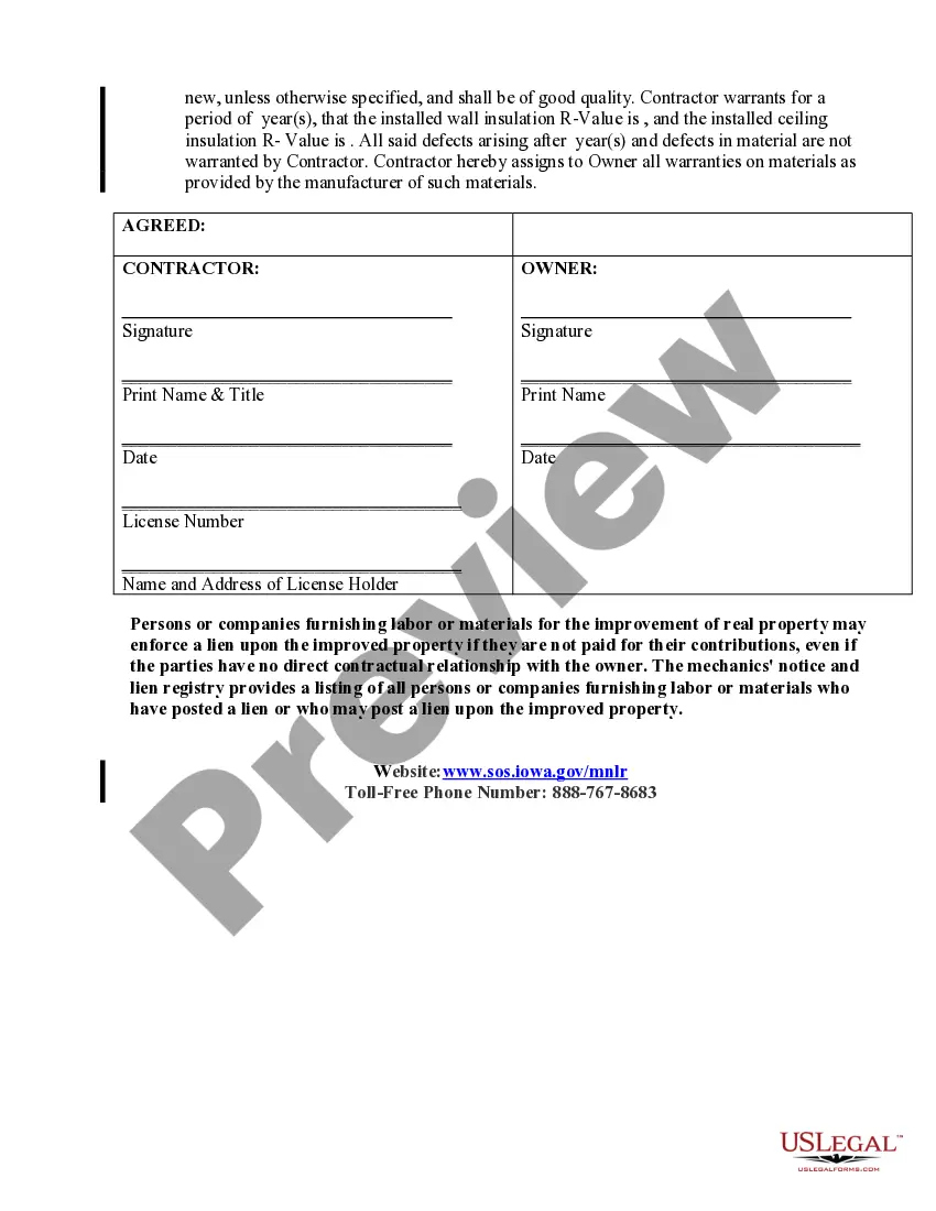 Preview Insulation Contract for Contractor