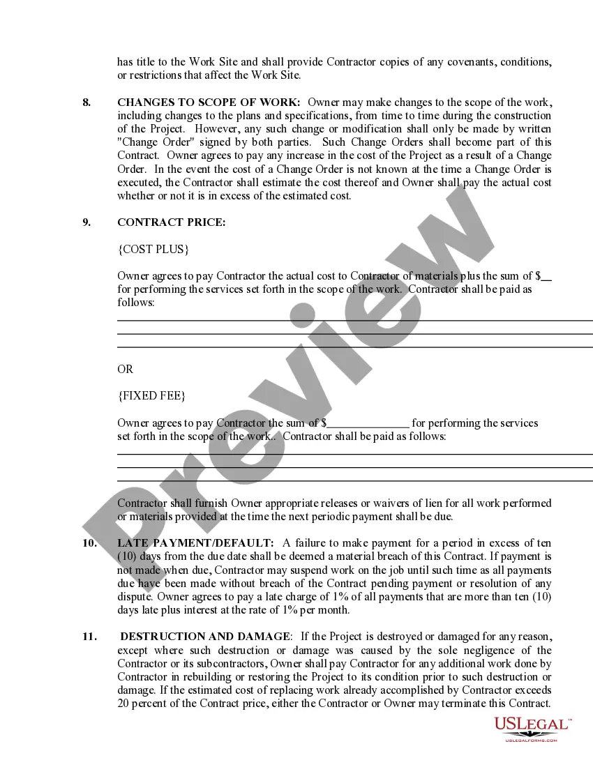 Preview Site Work Contract for Contractor