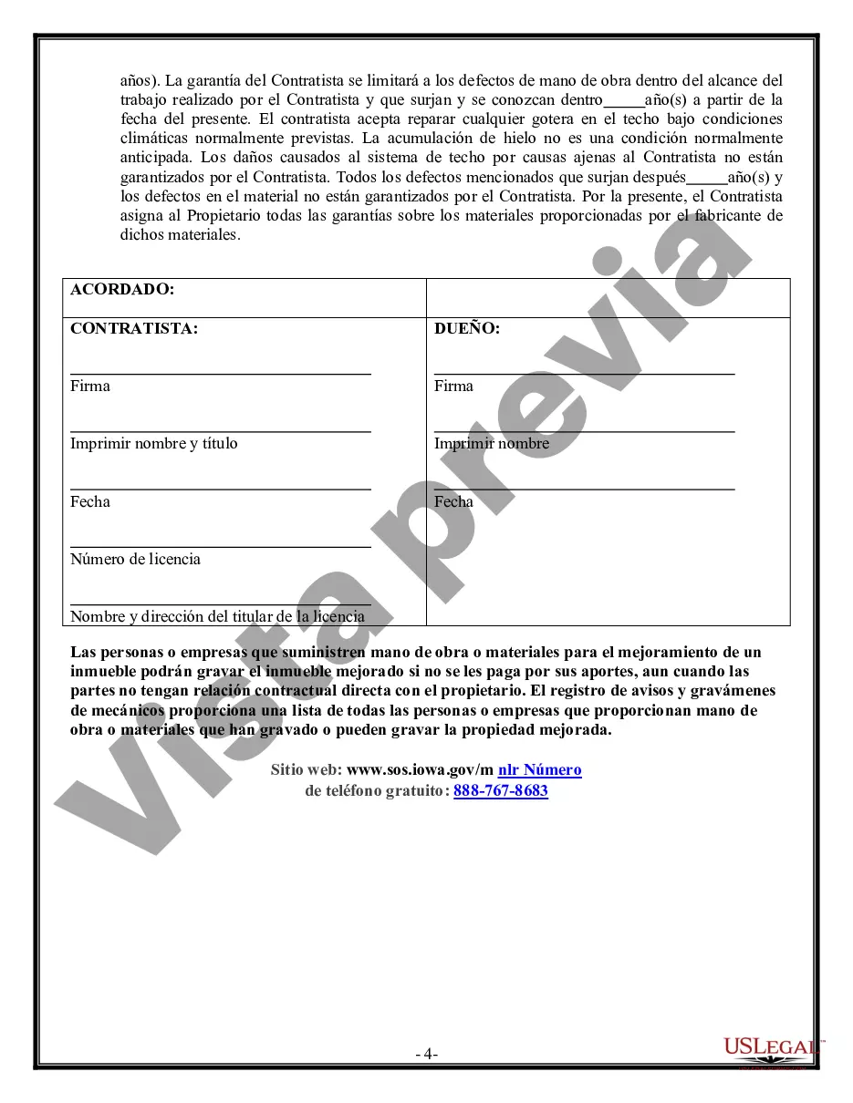 Preview Contrato de techado para contratista