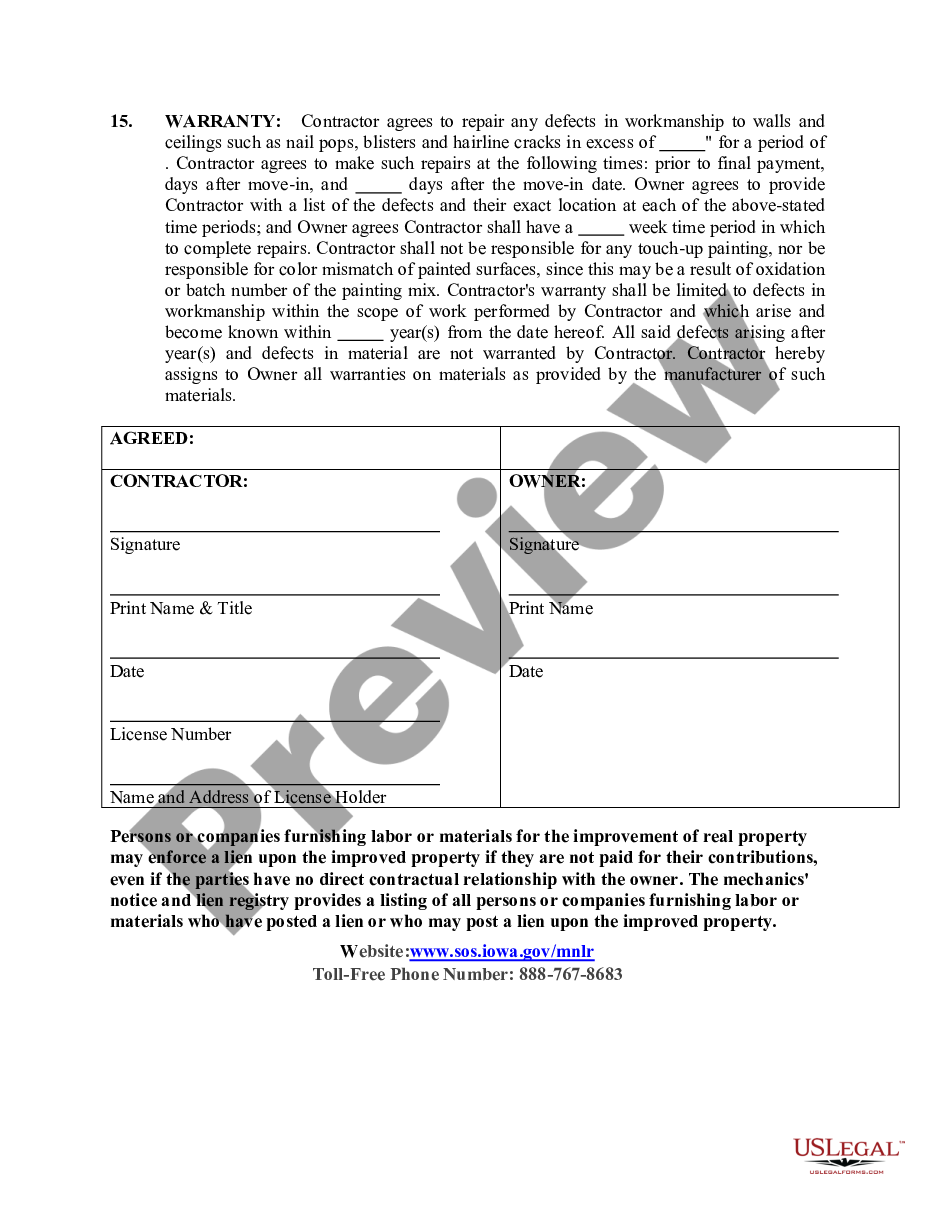 page 3 Sheetrock Drywall Contract for Contractor preview