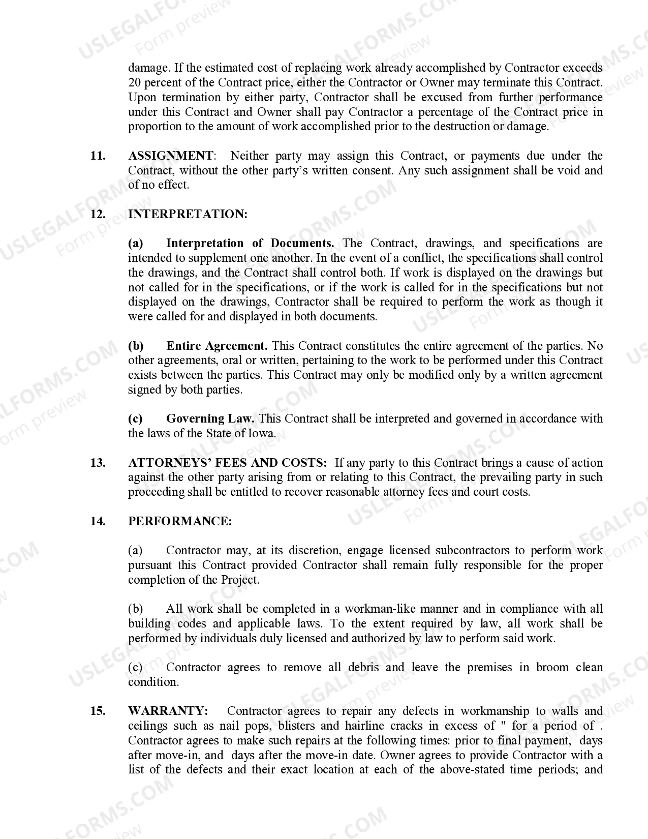 Preview Sheetrock Drywall Contract for Contractor