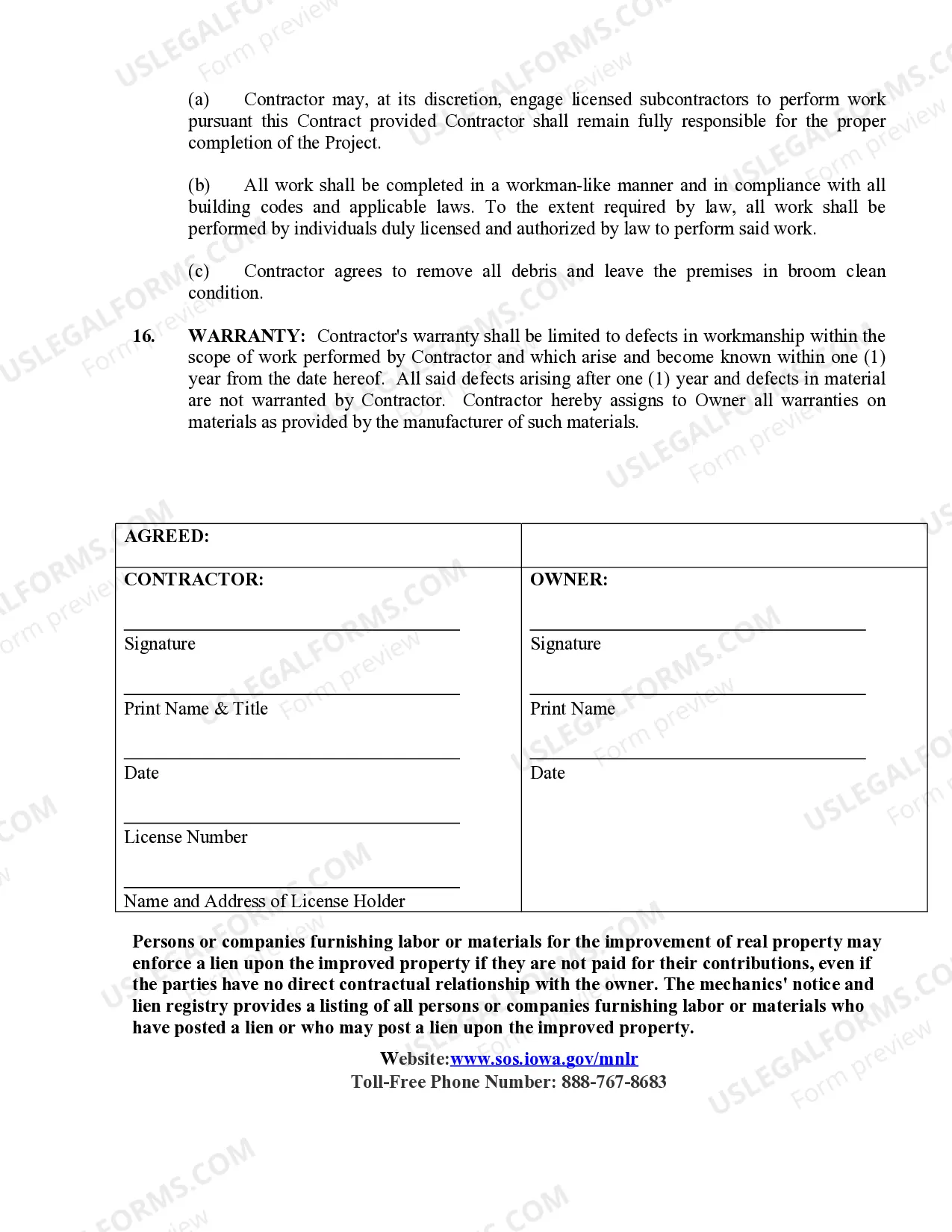 Preview Flooring Contract for Contractor