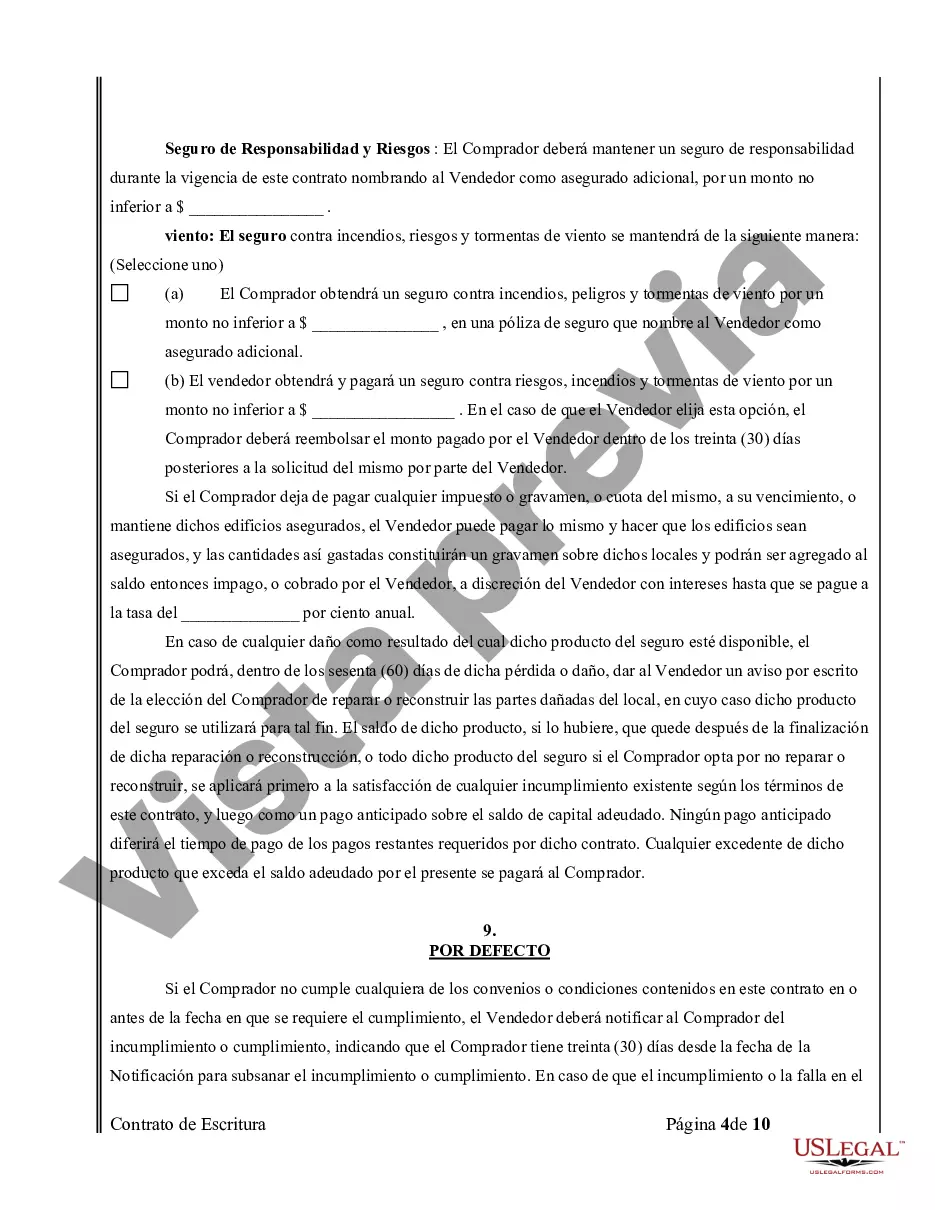 Preview Acuerdo o Contrato de Escritura de Venta y Compra de Bienes Raíces a/k/a Terreno o Contrato de Ejecución