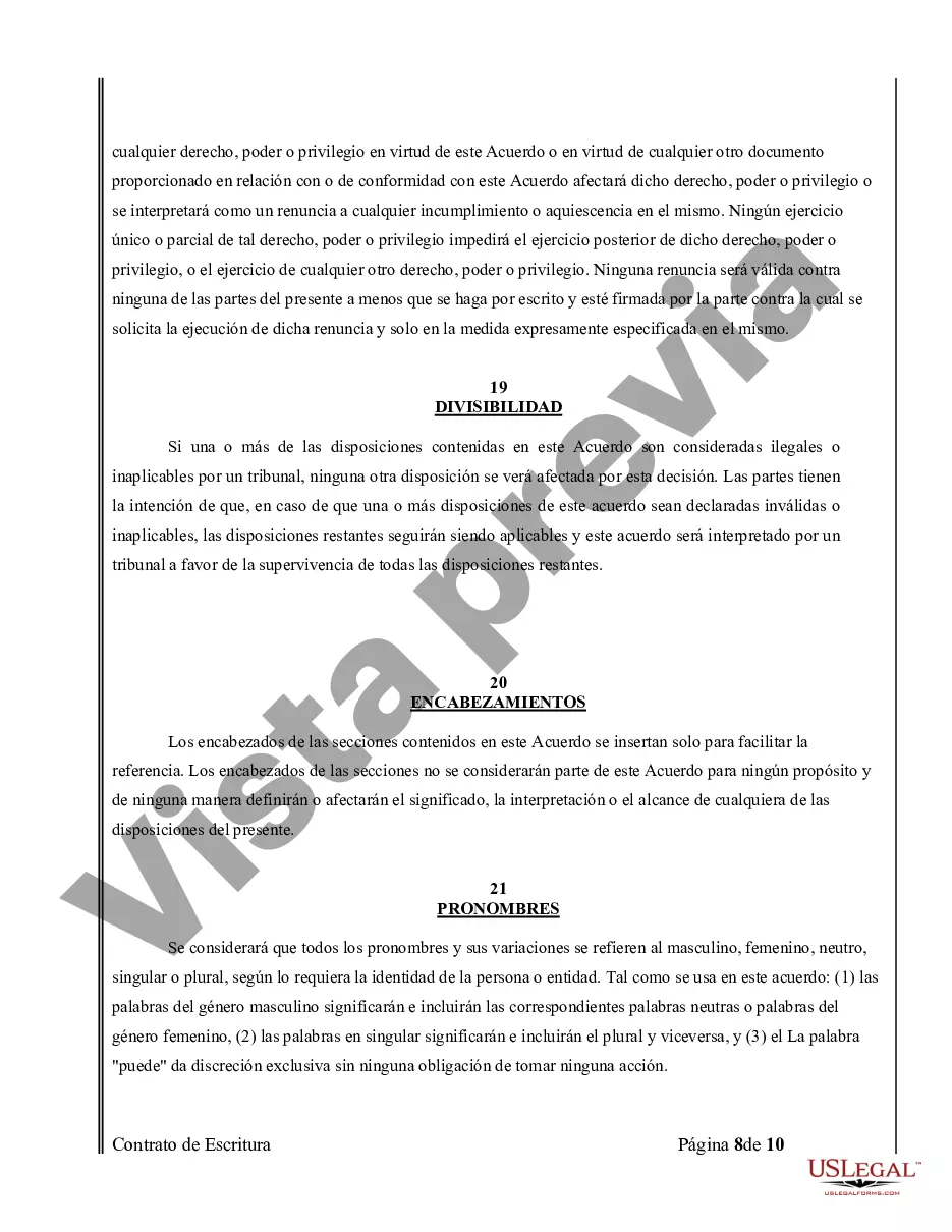 Preview Acuerdo o Contrato de Escritura de Venta y Compra de Bienes Raíces a/k/a Terreno o Contrato de Ejecución