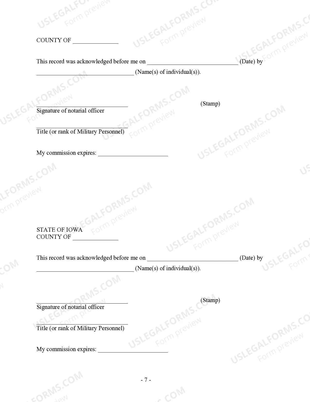 Preview Iowa Prenuptial Premarital Agreement without Financial Statements