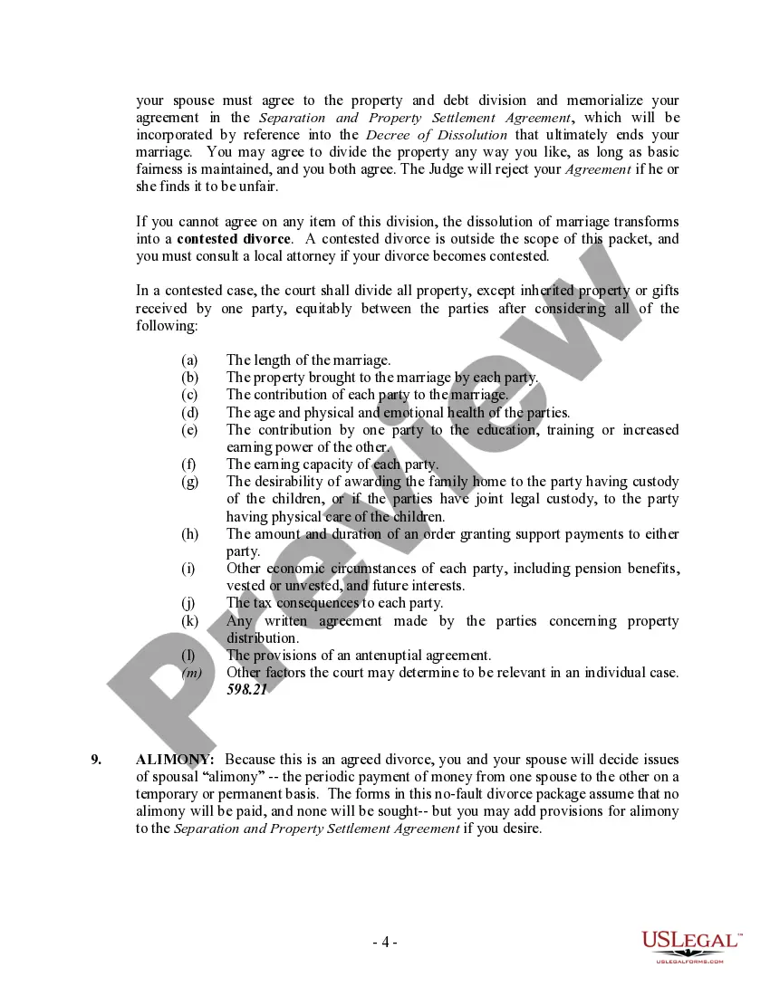 Preview Iowa No-Fault Agreed Uncontested Divorce Package for Dissolution of Marriage for people with Minor Children