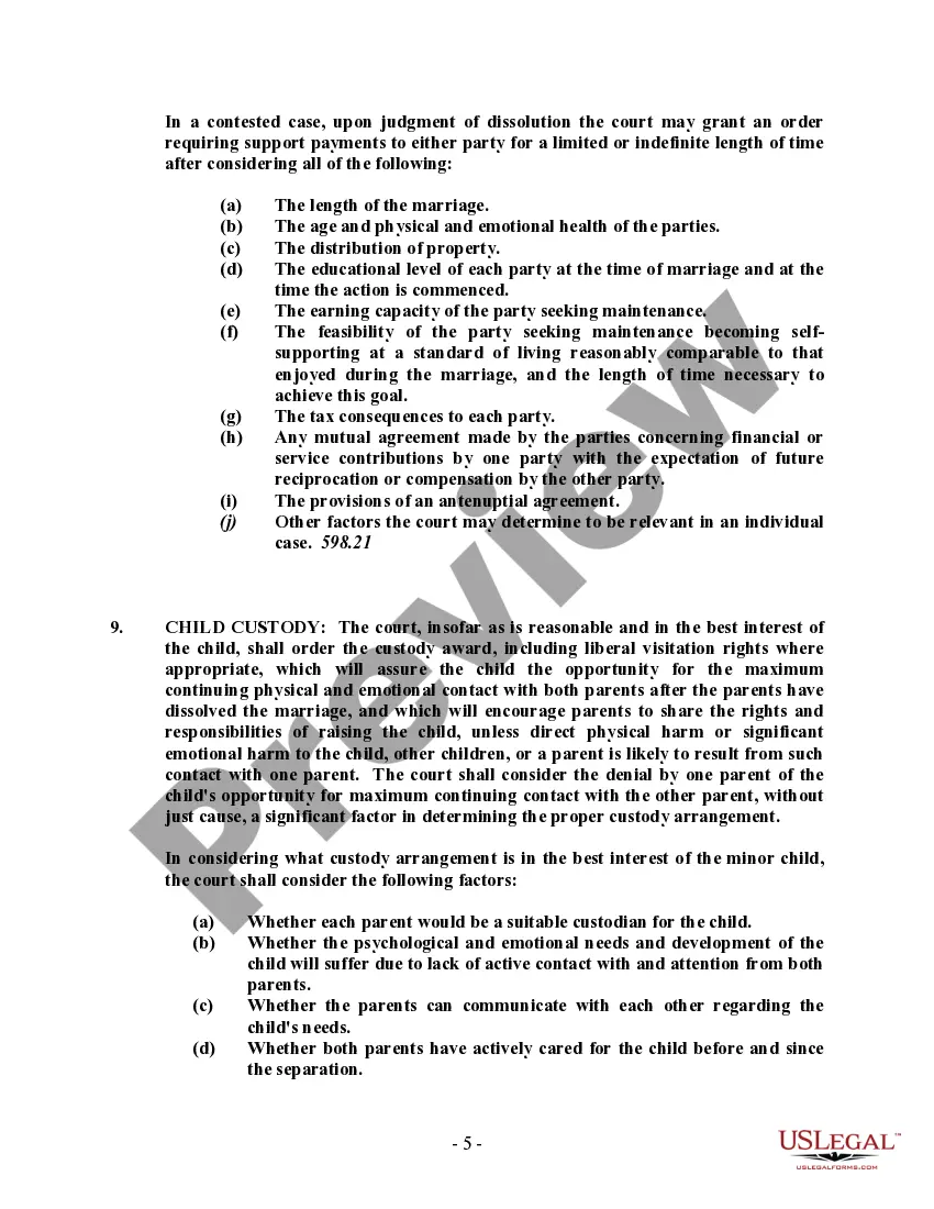 Preview Iowa No-Fault Agreed Uncontested Divorce Package for Dissolution of Marriage for people with Minor Children