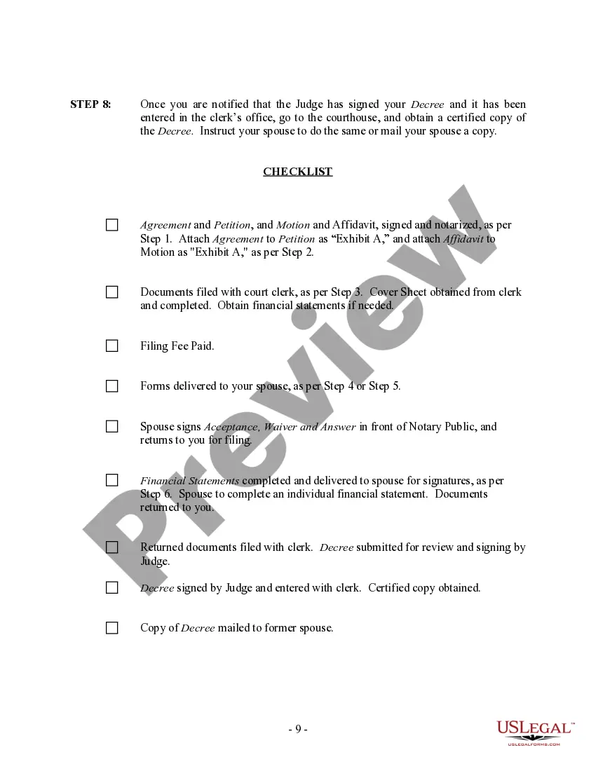 Preview Iowa No-Fault Agreed Uncontested Divorce Package for Dissolution of Marriage for Persons with No Children with or without Property and Debts