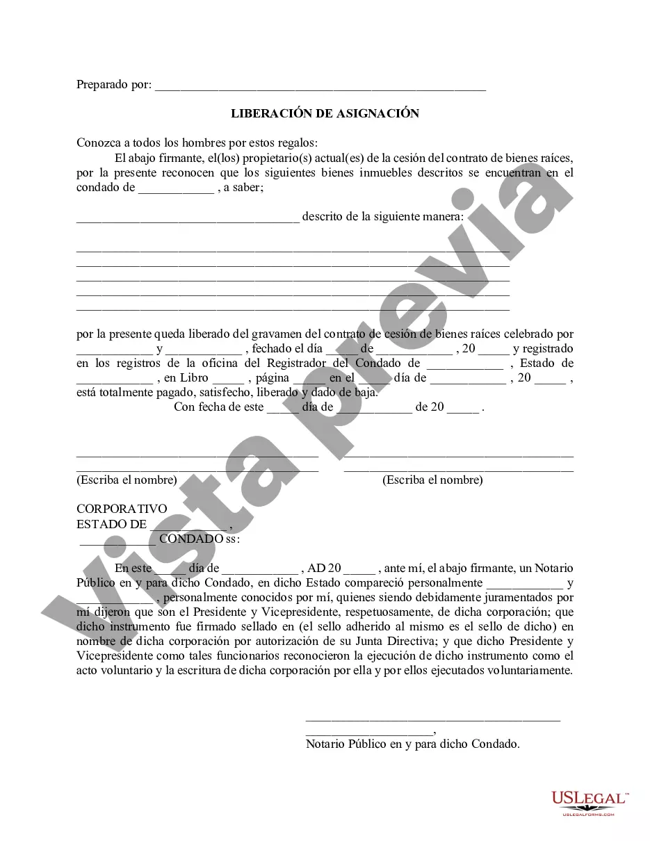Preview Liberación de Asignación