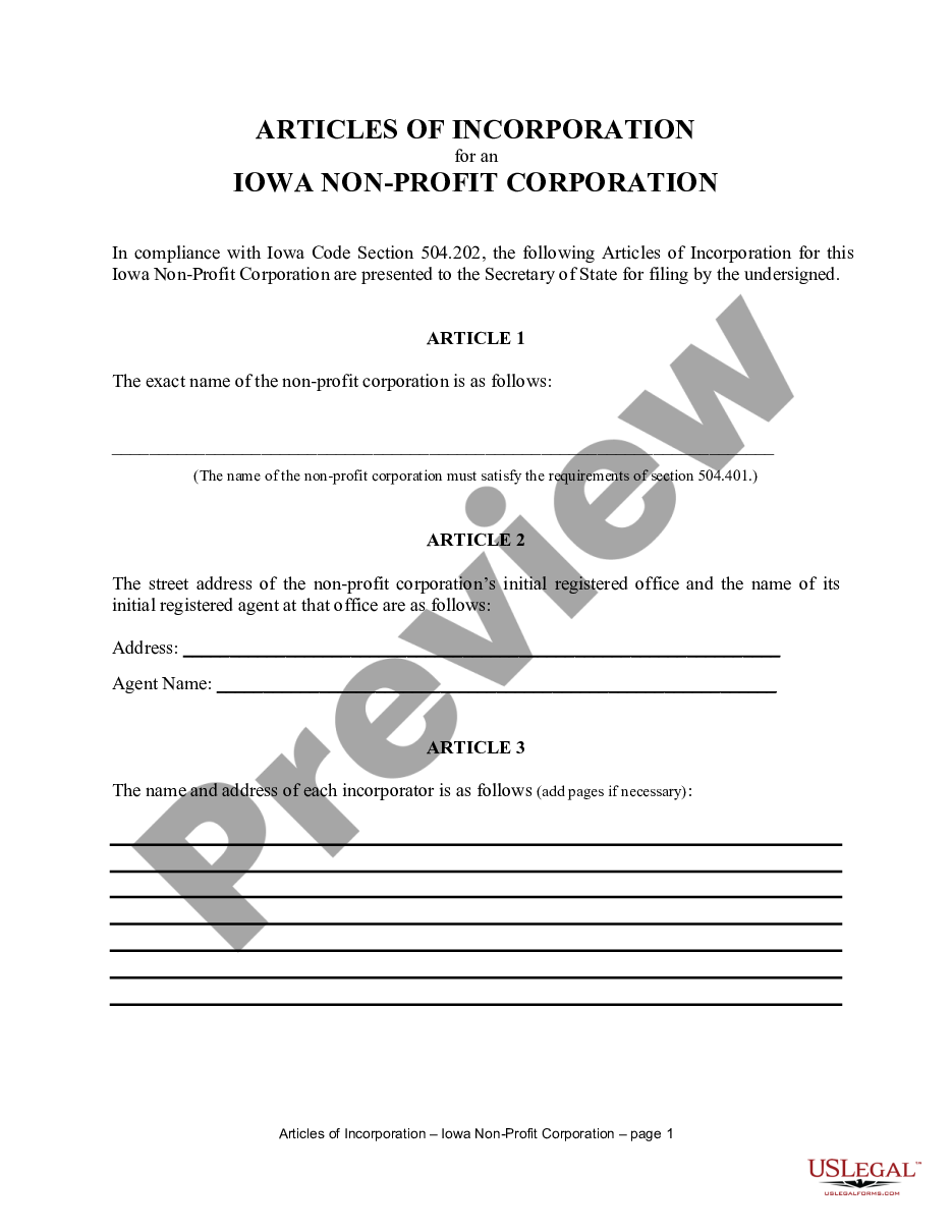 Iowa Nonprofit Articles Of Incorporation Template Gambaran
