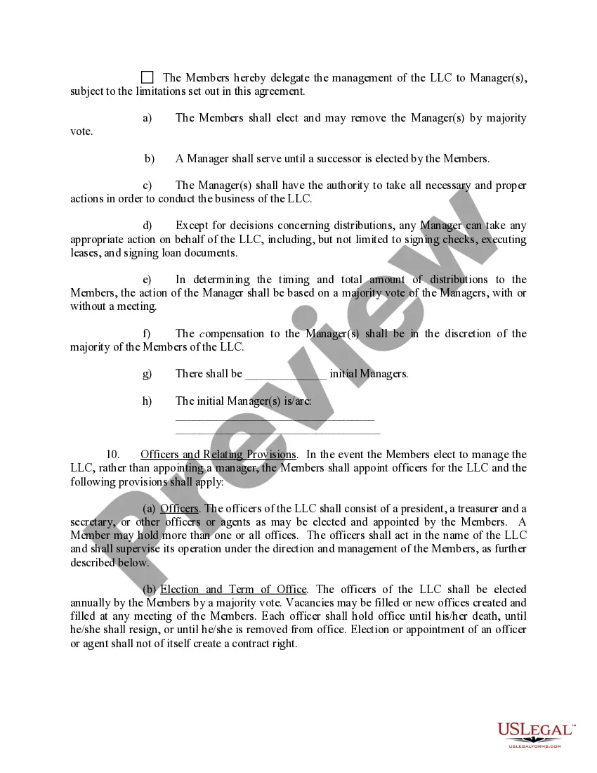 Preview Limited Liability Company LLC Operating Agreement