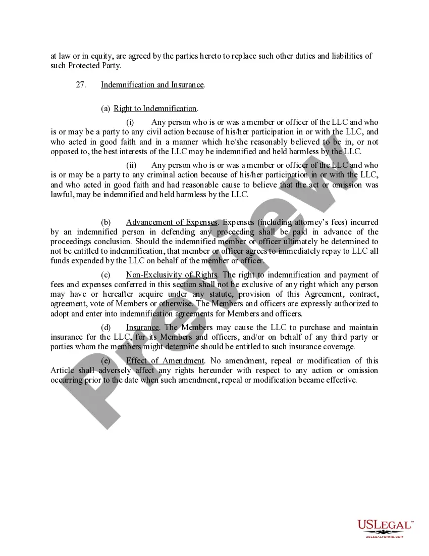 Preview Limited Liability Company LLC Operating Agreement