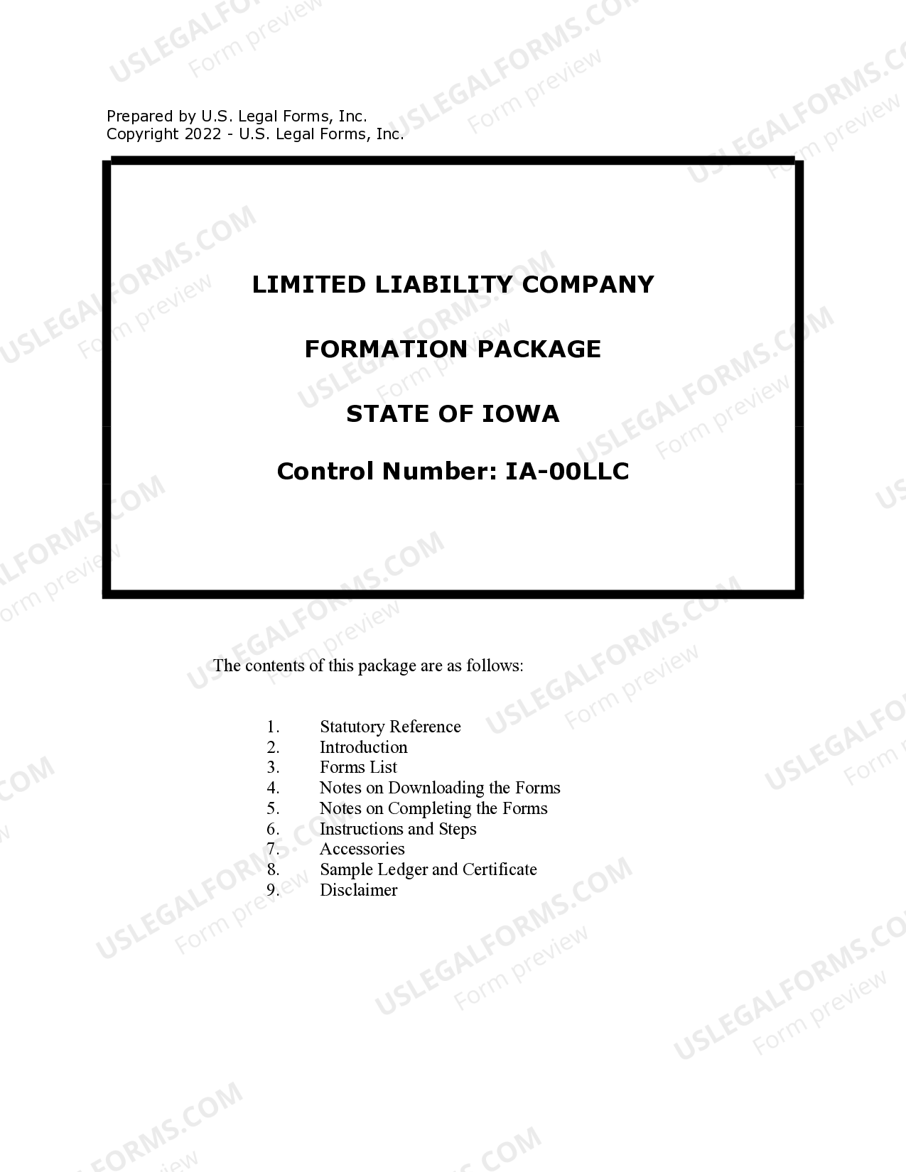 Iowa Limited Liability Company LLC Formation Package How To Start An