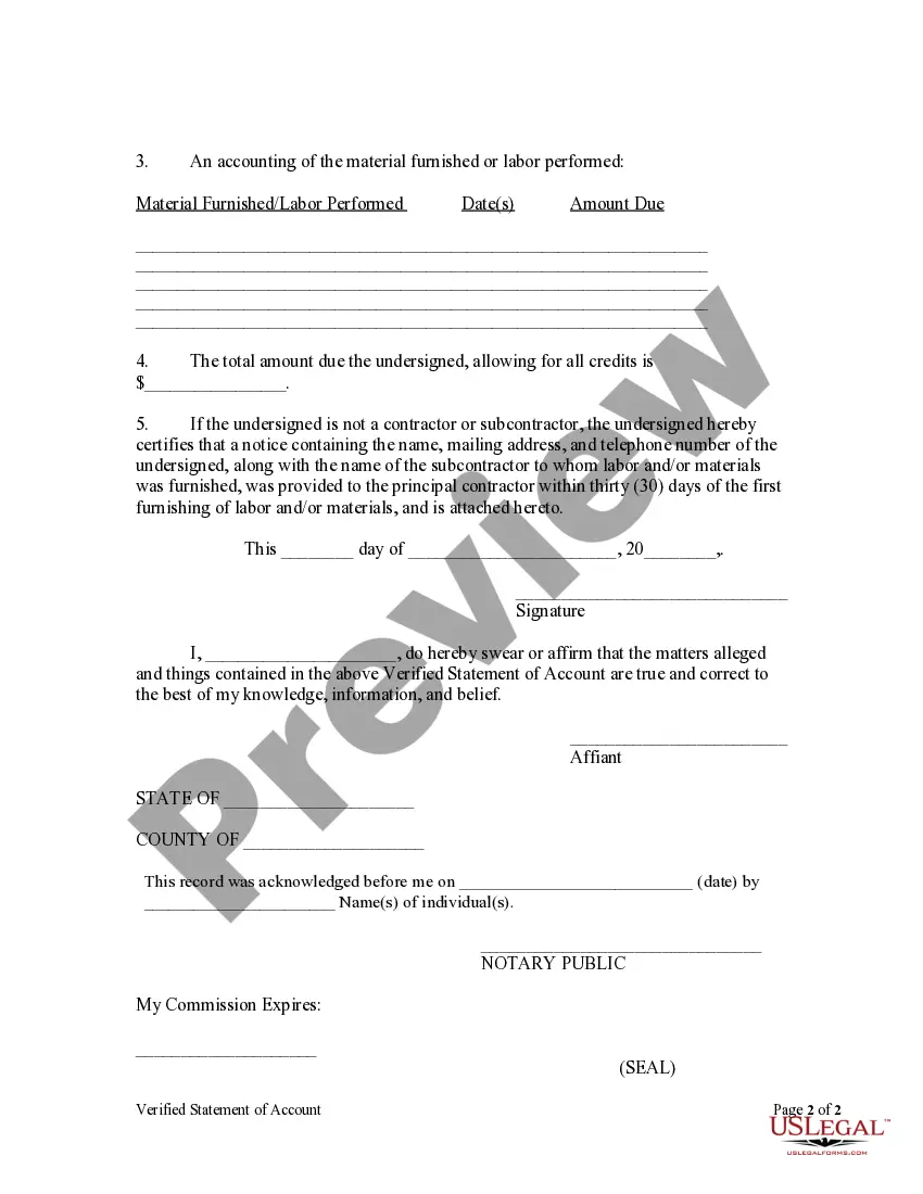 Preview Verified Statement of Account by Individual