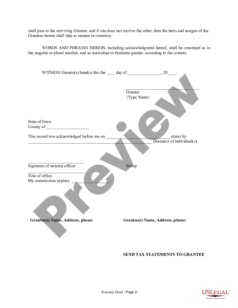 page 1 Warranty Deed from Individual to Husband and Wife preview