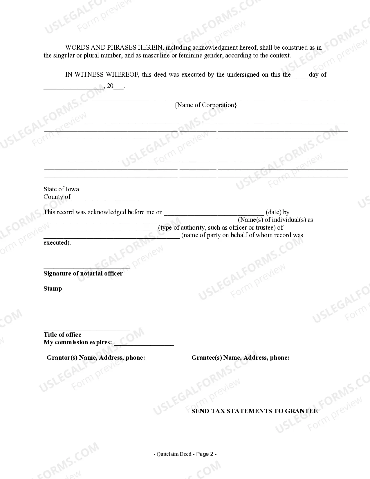 Preview Quitclaim Deed from Corporation to Husband and Wife