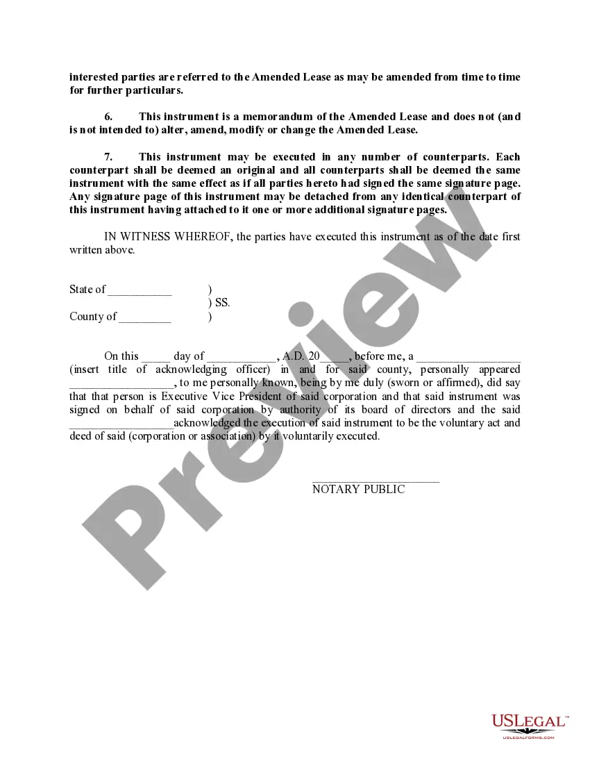Preview First Amended Memorandum of The First Amended and Restated Equipment Lease