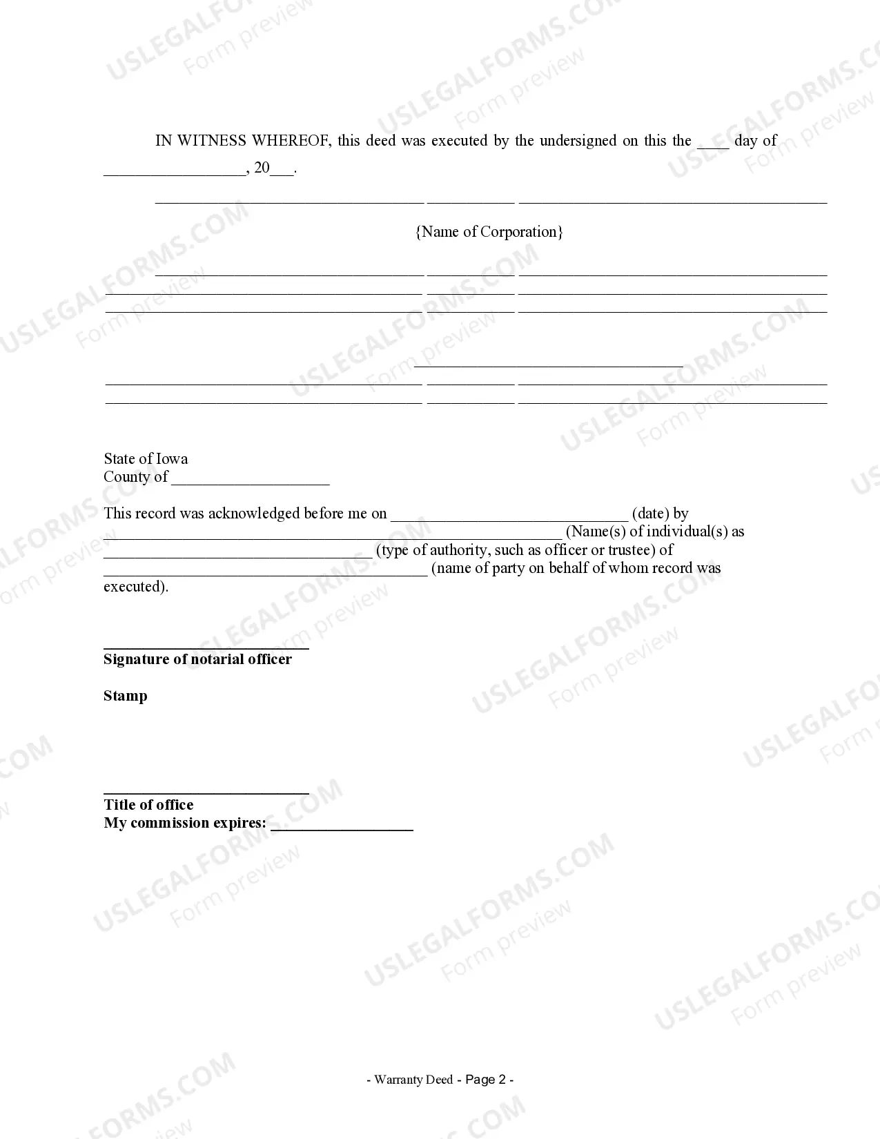Preview Warranty Deed from Corporation to Corporation