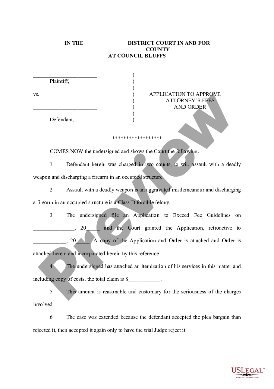 page 0 Application to Approve Attorney’s preview