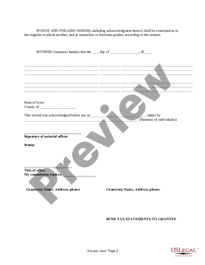 Preview Warranty Deed from Husband and Wife to a Trust