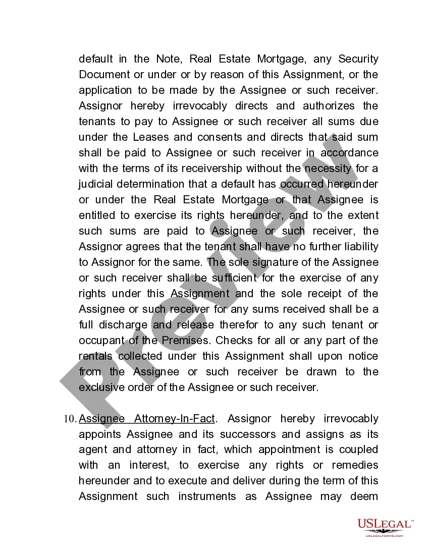 Preview Assignment of Rents and Leases