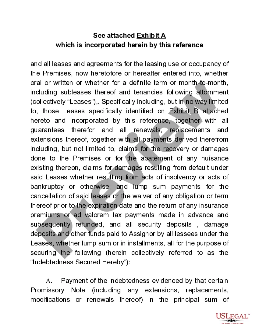 Preview Assignment of Rents and Leases