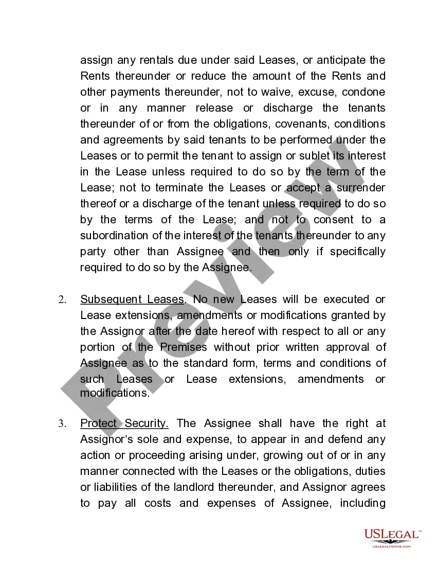 Preview Assignment of Rents and Leases