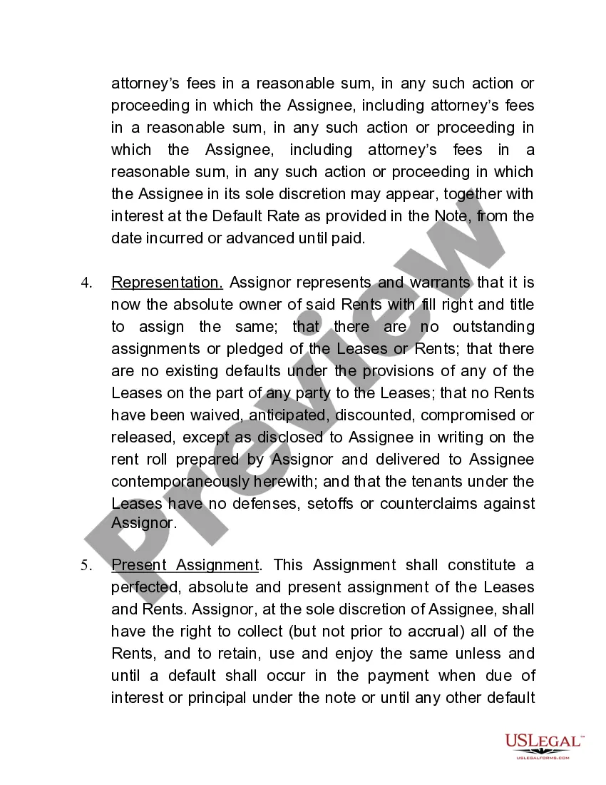 Preview Assignment of Rents and Leases