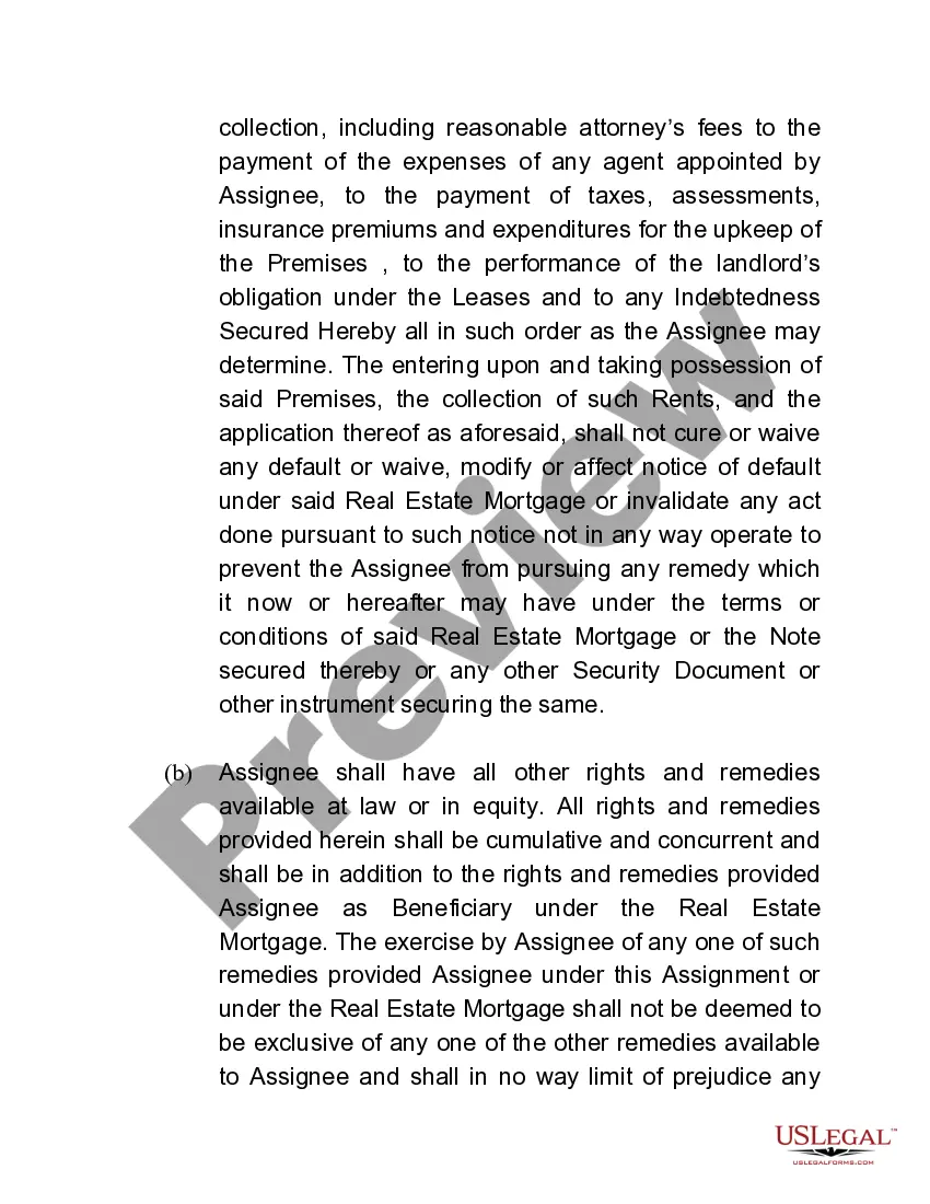 Preview Assignment of Rents and Leases