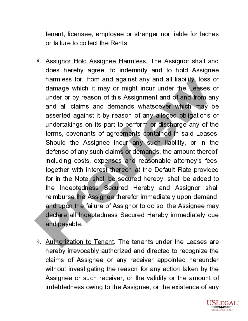 Preview Assignment of Rents and Leases