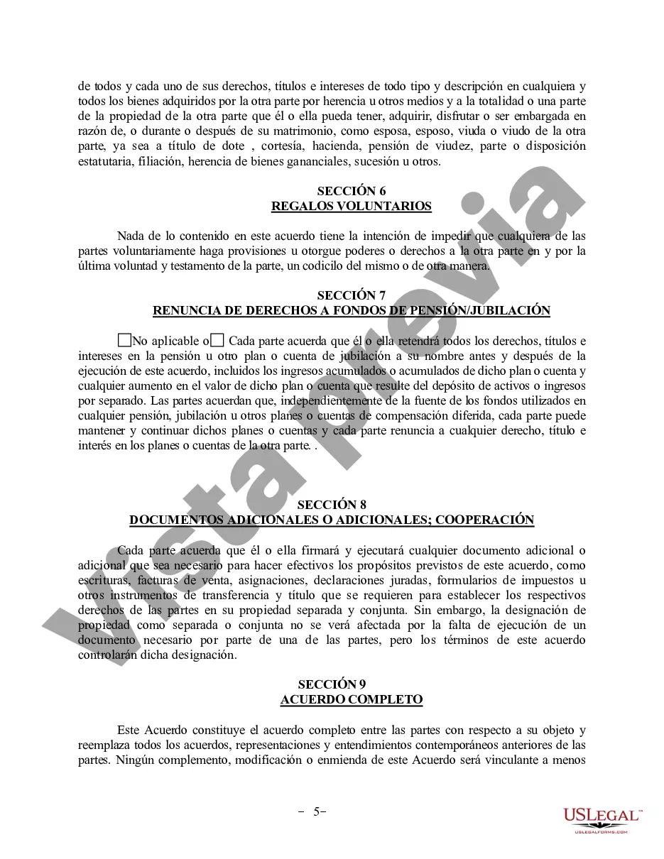 Preview Acuerdo de propiedad posnupcial - Iowa