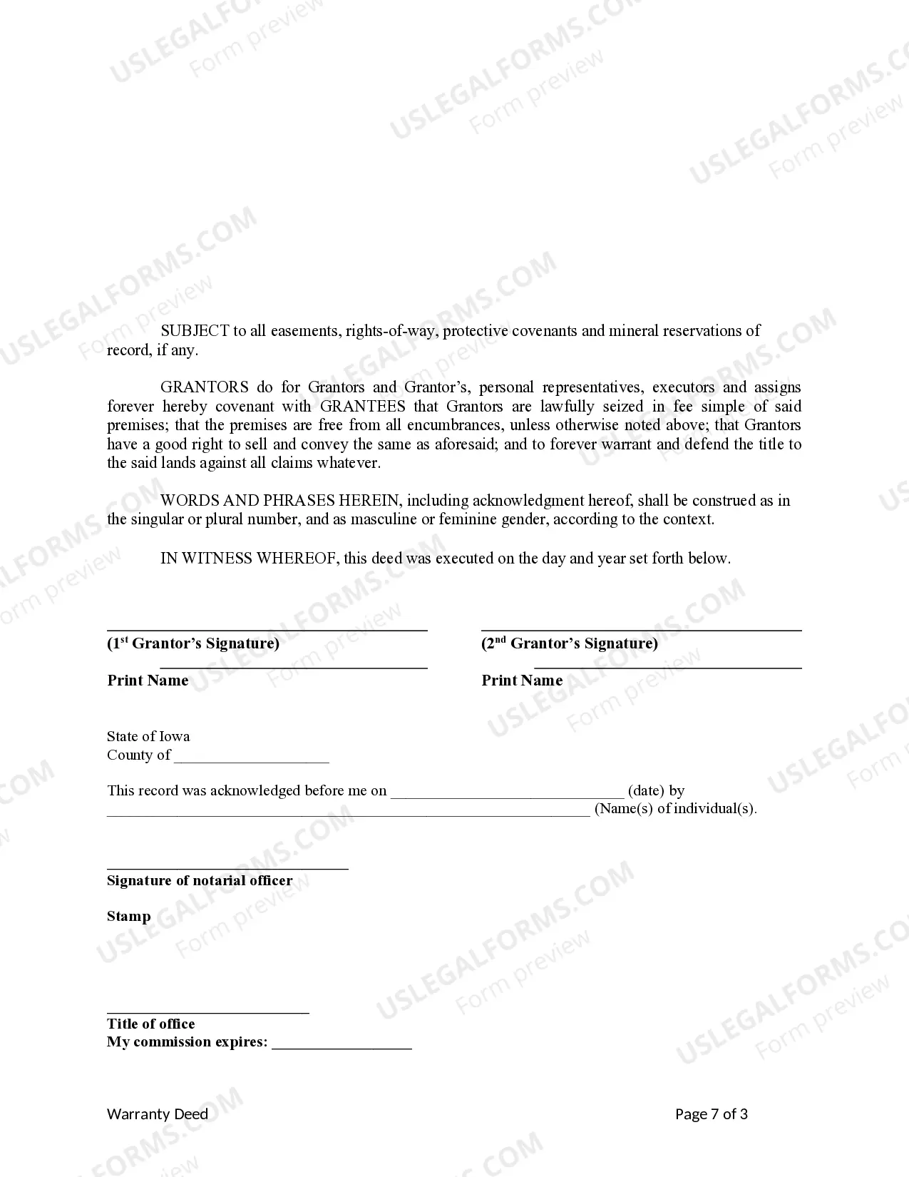 Preview Warranty Deed from two individuals to two individuals