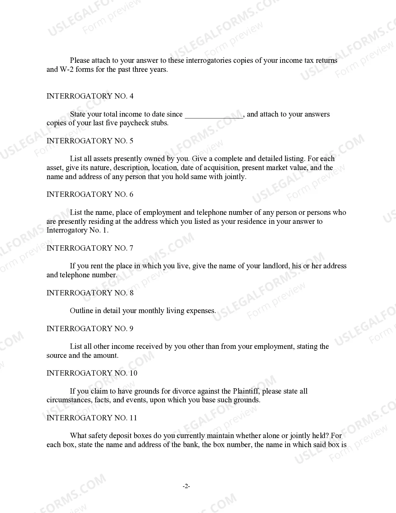 Preview Discovery Interrogatories from Plaintiff to Defendant with Production Requests